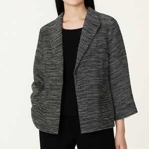 Eileen Fisher Linen Blend Textured Boxy Blazer Size L